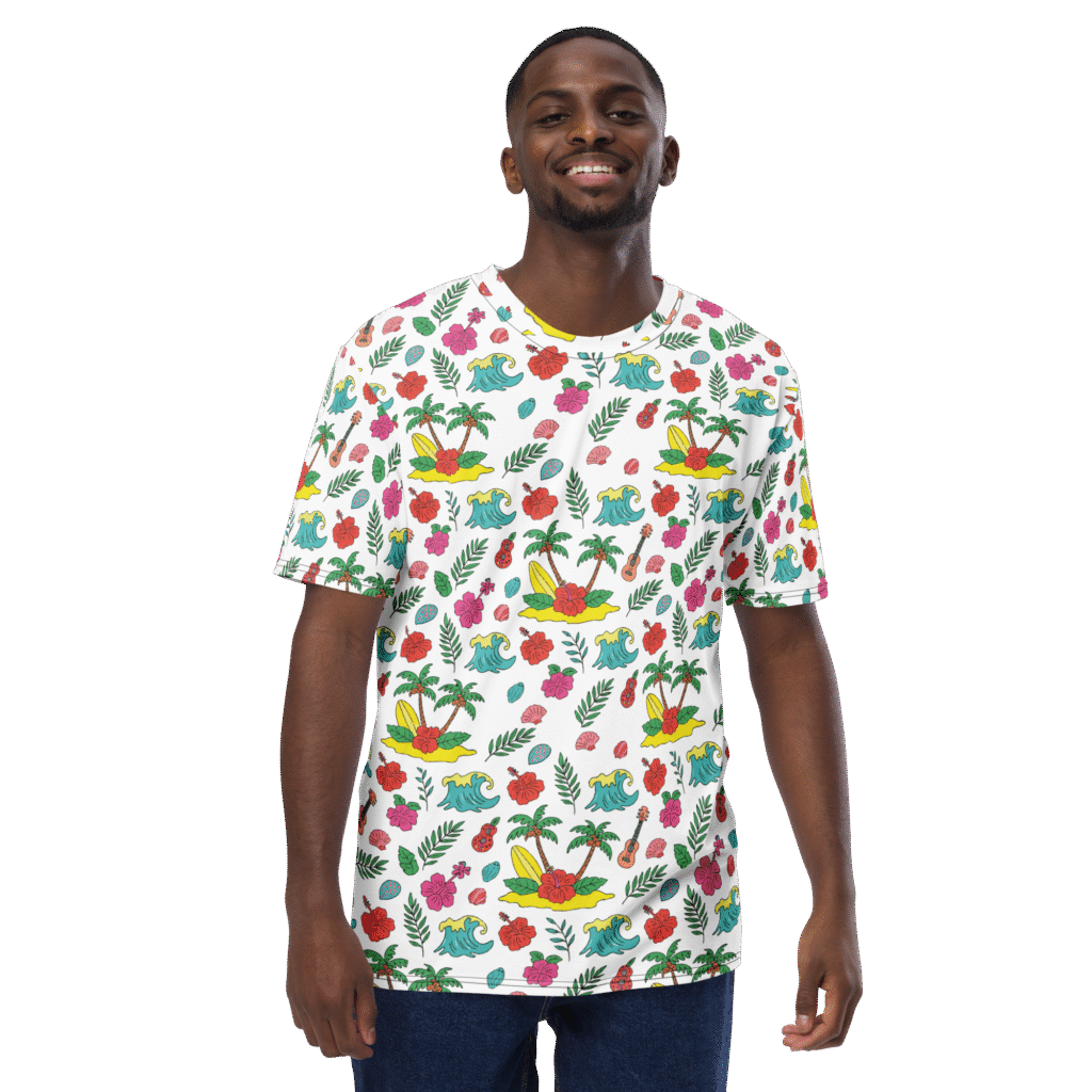 Tropical Fest men's t-shirt from Pass the Aloha collection, vibrant island-inspired design